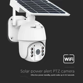 Black WiFi Solar powered outdoor PTZ camera, with motion sensor