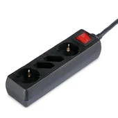 4 Holes Socket Whit Switch (3G 1.5MM2 X 1.5M ) Polybag With Card Black