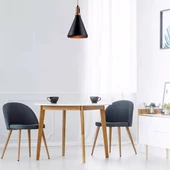 Modern Pendant Light Wooden Top Black Color