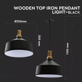 Modern Pendant Light Black Wooden Top