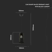 Pendant Light Matt Black With Black Canopy