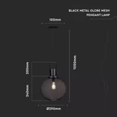 Pendant Light Black Metal Globe  Ф300мм