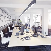 LED Linear Light SAMSUNG CHIP - 40W Hanging Suspension Black Body 6400K 1200x35x67mm