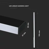 LED Linear Light SAMSUNG CHIP - 40W Hanging Suspension Black Body 6400K 1200x35x67mm