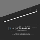 LED Linear Light SAMSUNG CHIP - 40W Hanging Suspension Black Body 6400K 1200x35x67mm