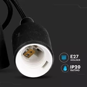 V-TAC fekete szilikon függeszték, E27 foglalattal - SKU 3478