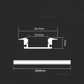 Led Strip Mounting Kit With Diffuser Aluminum 2000* 24.7*7MM Black Housing