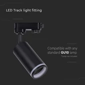 V-TAC fekete tracklight sínbe való GU10 spot lámpatest - SKU 6784
