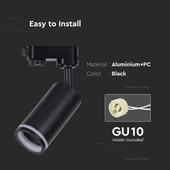 V-TAC fekete tracklight sínbe való GU10 spot lámpatest - SKU 6784