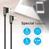 1 M Type C USB Cable Black - Diamond Series