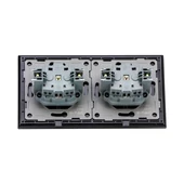 EU Socket 16A Glass Panel 2 Way Black