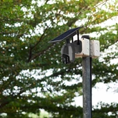 White WiFi Solar powered outdoor PTZ camera, with motion sensor