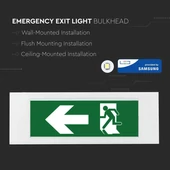 V-TAC felületre szerelhető és süllyeszthető LED-es vészkijárat, EXIT lámpa 3.8W - SKU 899