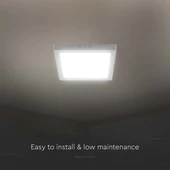 V-TAC felületre szerelhető, műanyag IP20, négyzet LED panel 6W, ternészetes fehér - SKU 10493