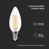LED Bulb - Filament 5.5W E14 Glass Candle 4000K, C35