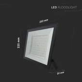V-TAC FN-széria LED reflektor 100W meleg fehér, fekete házzal - SKU 23992