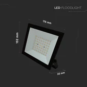 V-TAC FN-széria LED reflektor 50W természetes fehér, fekete házzal - SKU 23988