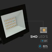 V-TAC FN-széria mini LED reflektor 20W természetes fehér, fekete házzal - SKU 23984