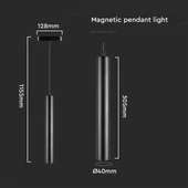 V-TAC függesztett 15W spot LED lámpatest Slim 48V mágneses sínhez, természetes fehér - SKU 10263
