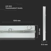 V-TAC függeszthető dimmelhető átlátszó LED lámpa panel 40W 121cm természetes fehér - SKU 6458