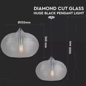 Pendant Light Diamond Cut  Black Glass Transparent  Ф350мм
