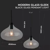 Pendant Light Modern Black Glass Sleek   Ф280мм