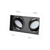V-TAC GU10 LED 2 foglalatos spotlámpa keret, fehér billenthető lámpatest - SKU 8877