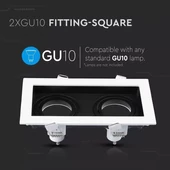 V-TAC GU10 LED 2 foglalatos spotlámpa keret, fehér billenthető lámpatest - SKU 8877