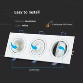 3*GU10 Fitting Square White