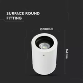 GU10 Fitting Surface Round White
