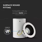 GU10 Fitting Surface Round White
