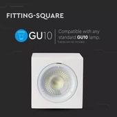 GU10 Fitting Square Gypsum With Aluminium Ring White