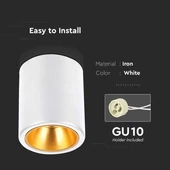 Surface Mounted GU10 Fitting Round White