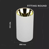 GU 10 Fitting Round White + Gold