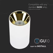 GU 10 Fitting Round White + Gold