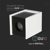 GU 10 Fitting Gypsum Surface With Gun Black Bottom Square