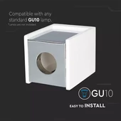 GU 10 Fitting Gypsum Surface With Chrome Bottom Square