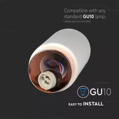 V-TAC GU10 LED falon kívüli lámpatest, fehér+rózsaarany - SKU 3113