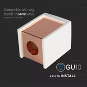 GU 10 Fitting Gypsum Surface With Matt Rose Gold Bottom Square