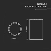 V-TAC GU10 LED falon kívüli lámpatest, fehér, tartozék GU10 foglalattal, 10 cm - SKU 8948