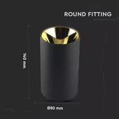 GU 10 Fitting Round Black + Gold