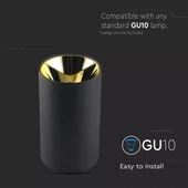 GU 10 Fitting Round Black + Gold
