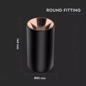 GU 10 Fitting Round Black + Rose Gold