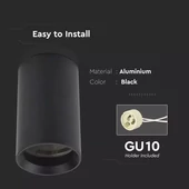 GU10 Surface Mounted Fitting Black ( H : 1000mm )