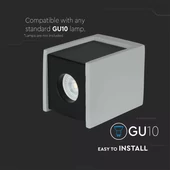 GU 10 Fitting Gypsum Surface With Gun Black Bottom Square