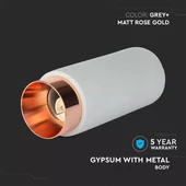 GU10 Fitting Gypsum Metal With Grey Concrete Matt Rose Gold Bottom