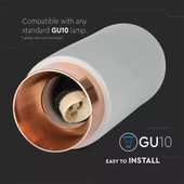 GU10 Fitting Gypsum Metal With Grey Concrete Matt Rose Gold Bottom