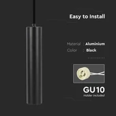 1*GU10 Hanging Pendant Black D:60*300MM