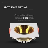 GU10 Fitting Square White Frame + Gold Reflector