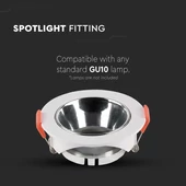 GU10 Fitting Round White Frame + Chrome Reflector